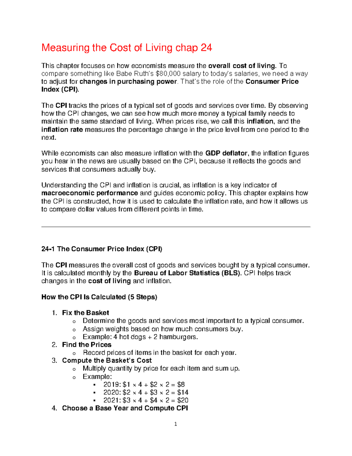 Measuring the Cost of Living: Insights from Chapter 24 - Studocu