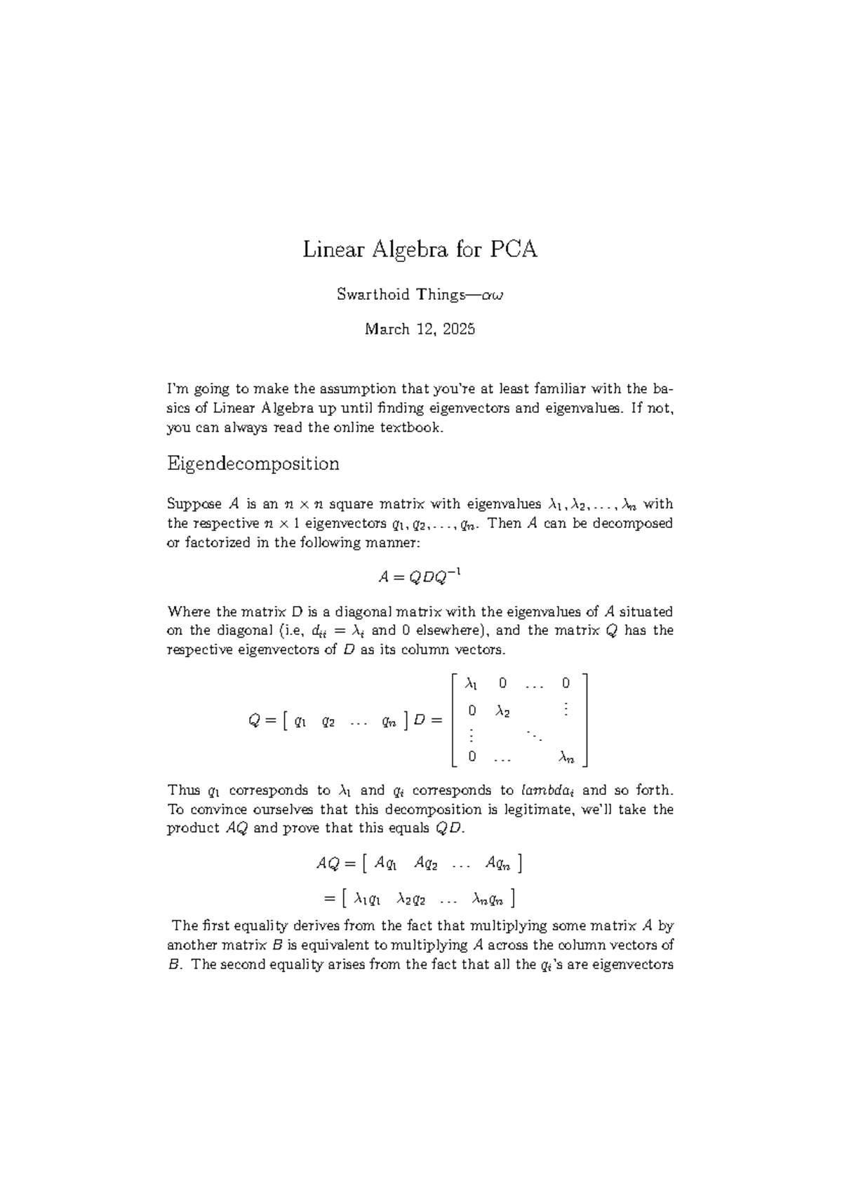 PCA for Stats - Understanding Eigenvectors and Matrix Decompositions ...