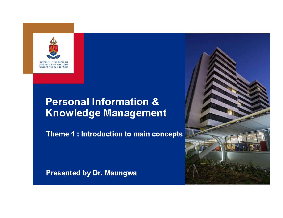 Theme 1: Introduction to Knowledge Management - Class Notes - Studocu