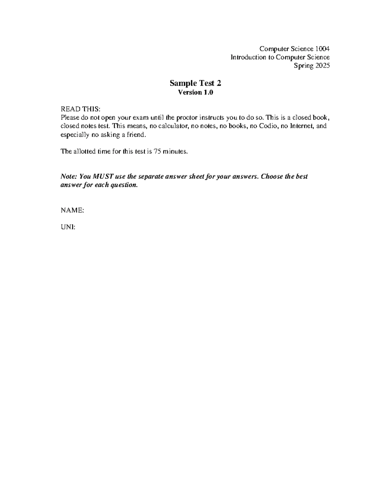 Sample MT1 - Practice Test for First Midterm Exam - Studocu