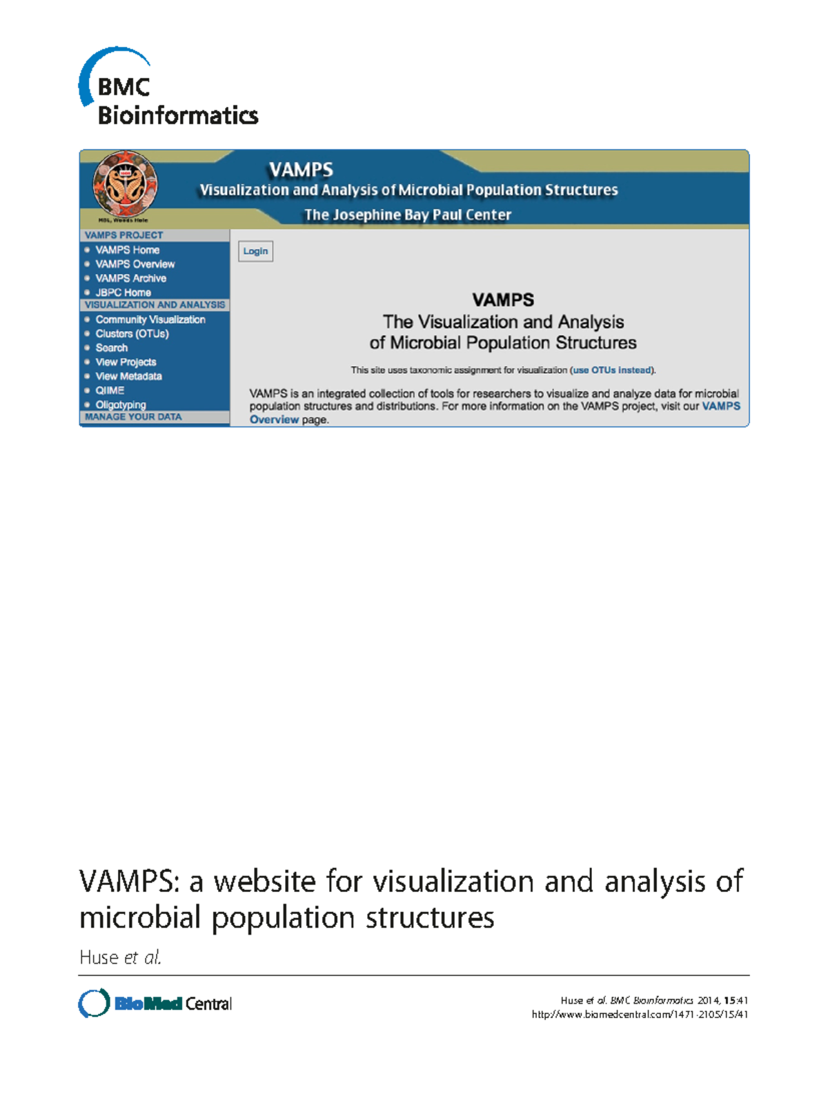 Article on Developmental Biology - VAMPS: a website for visualization ...