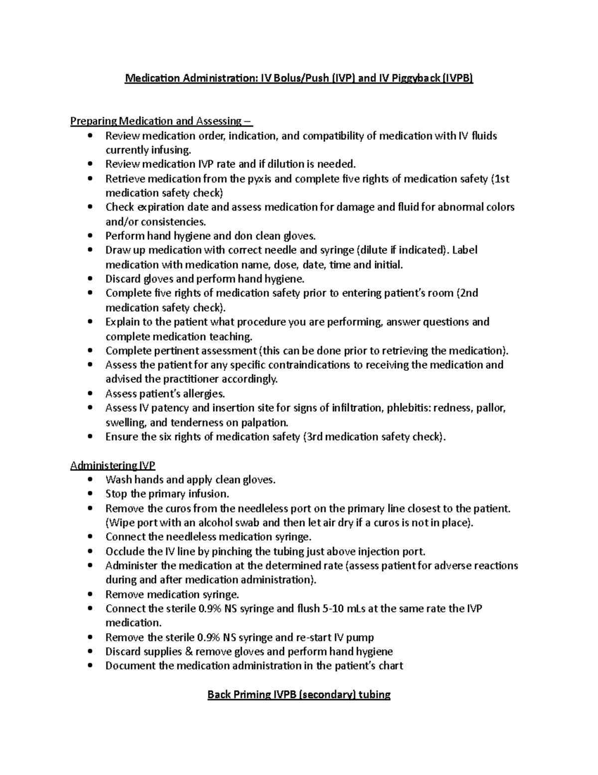 IVP & IVPB: Comprehensive Lecture Notes on Medication Administration ...