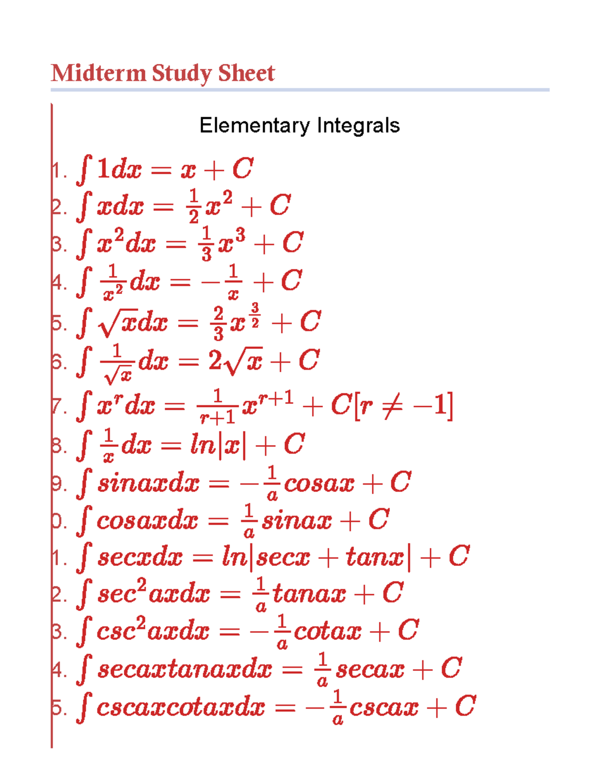 Midterm Study Sheet - let notes - Midterm Study Sheet Elementary ...