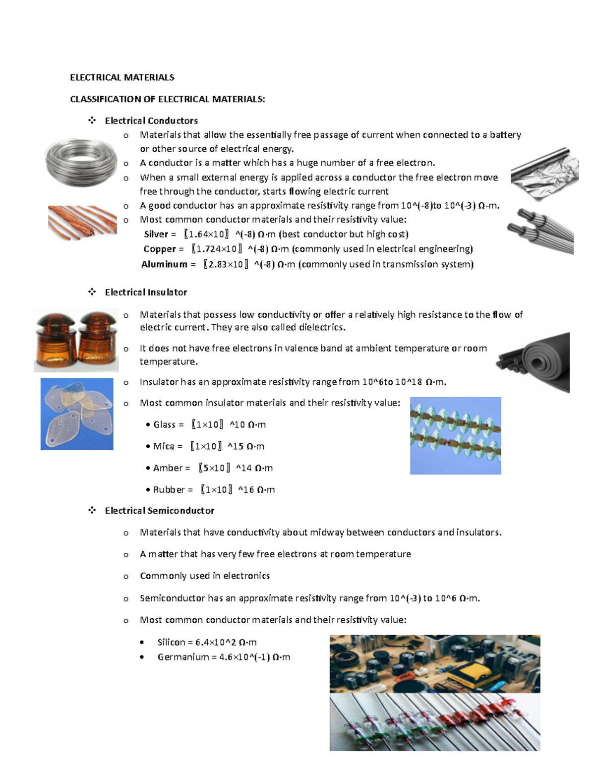 UNIT 5: Electrical Materials & Capacitors Overview - Studocu