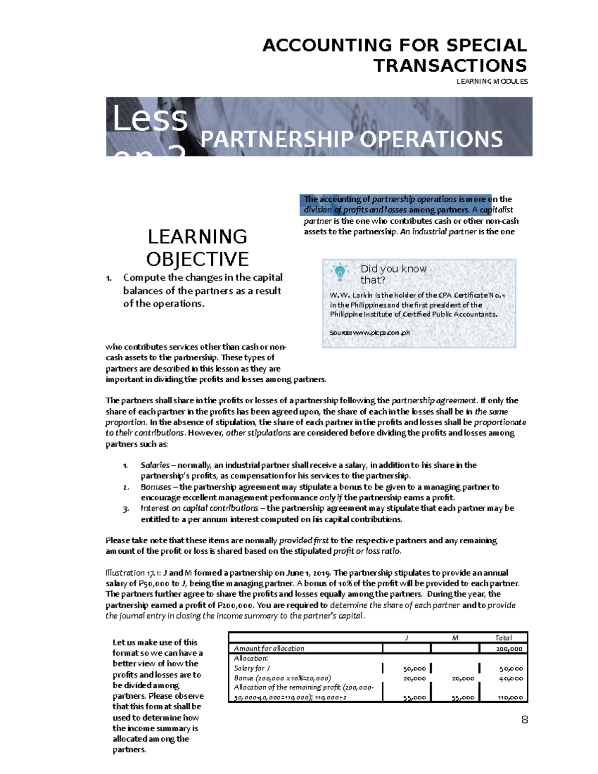 Lesson 2: Understanding Partnership Operations in Accounting - Studocu