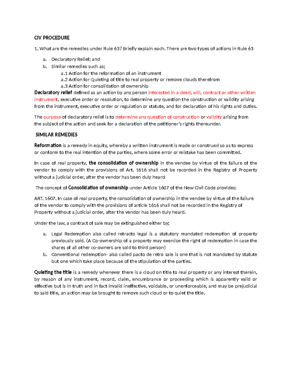 CIV PROCEDURE: Remedies Under Rule 63 and Quo Warranto Proceedings ...