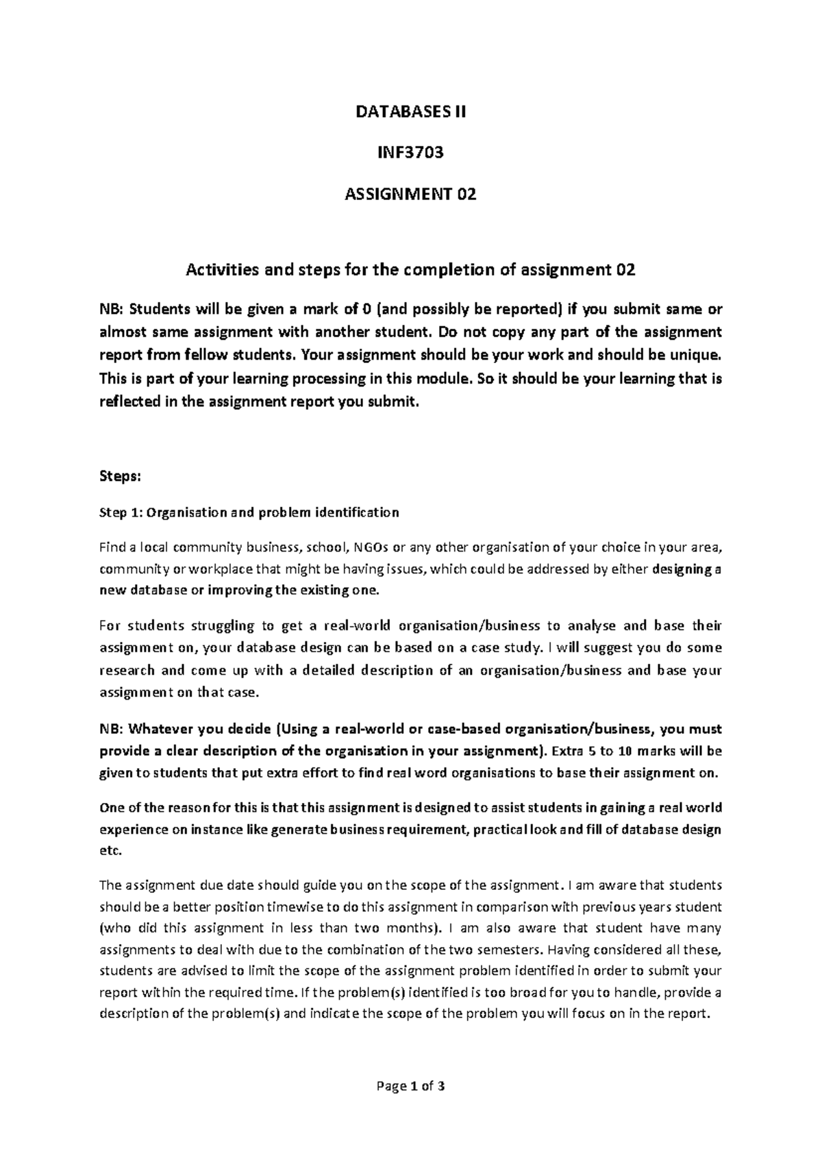 INF3703 Assignment 02: Database Design & Implementation Steps Explained ...