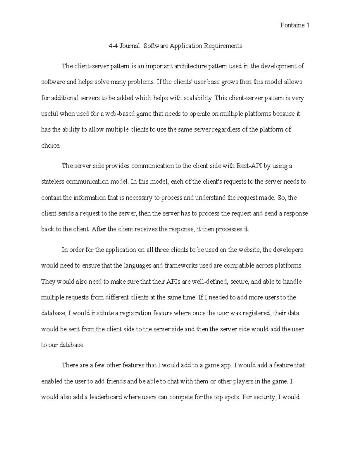 CS-230 Module 4-4 Journal: Client-Server Architecture Insights - Studocu