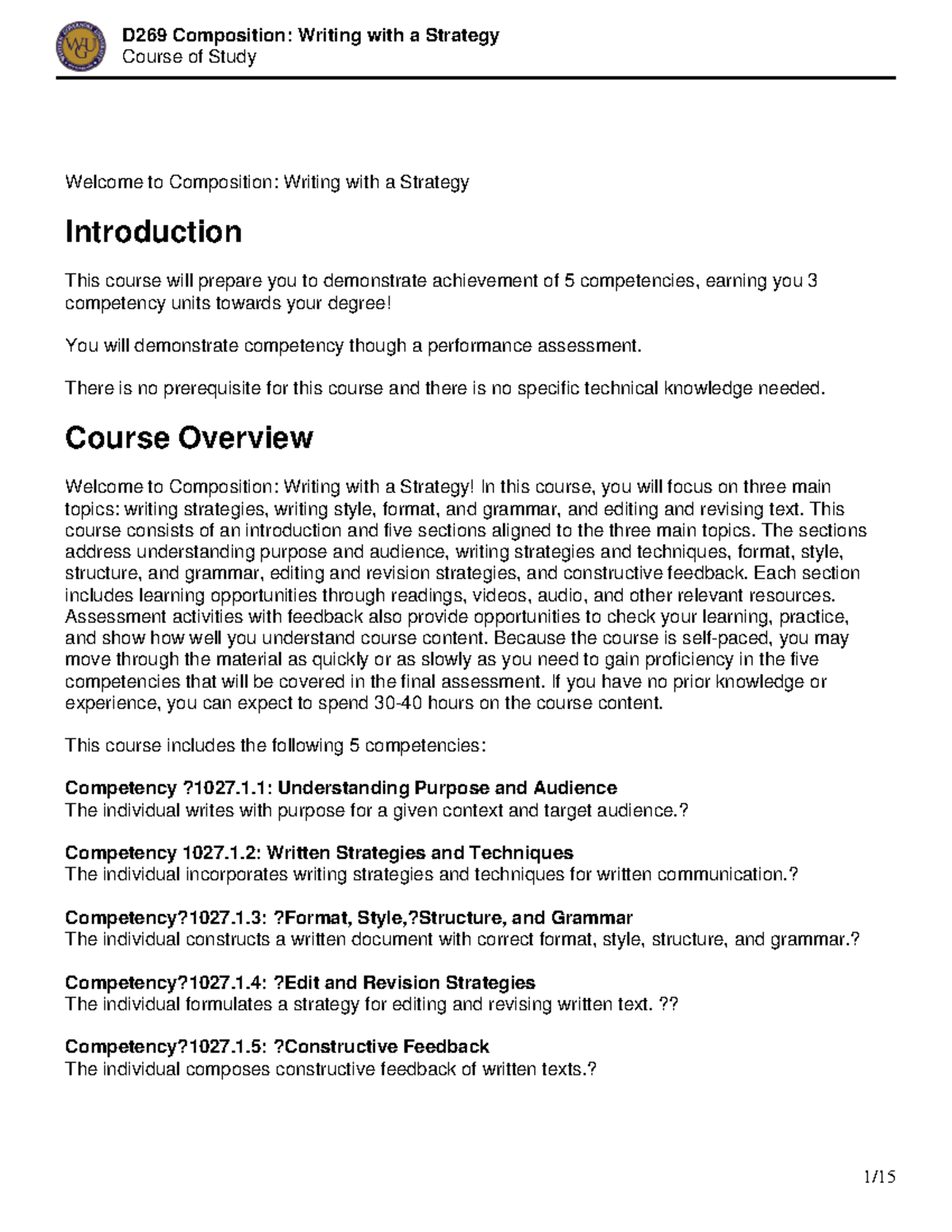 D269 - Competency-Based Writing Strategies and Assessment Guide - Studocu