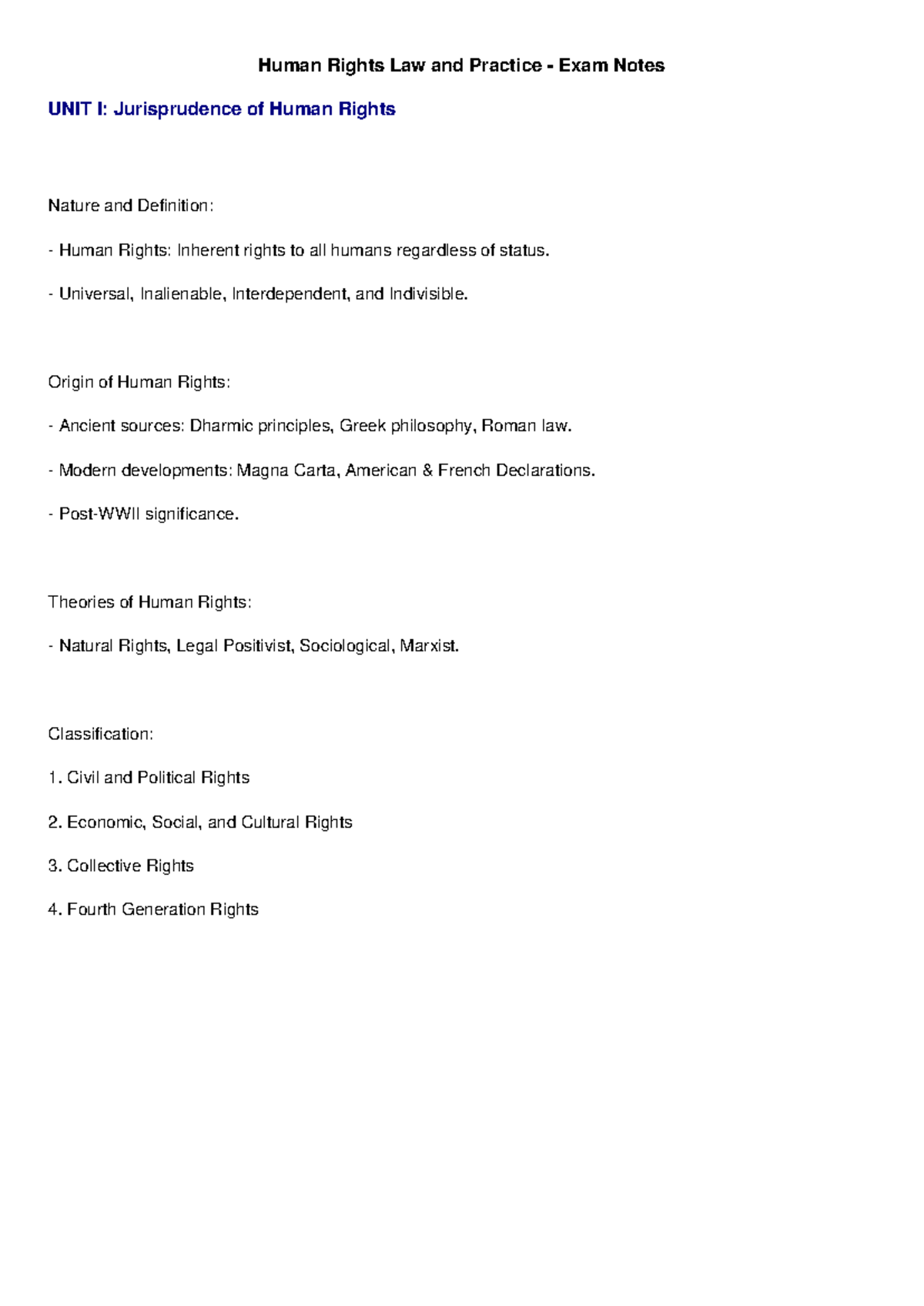 Human Rights Law and Practice Exam Notes: Key Concepts and Theories ...