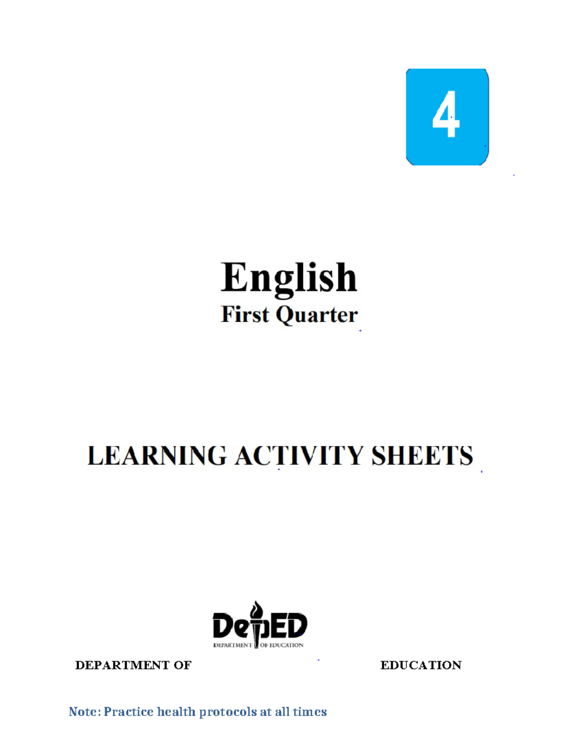 English 4 LAS Q1 W1 - it is an answer sheet for you to answer ...