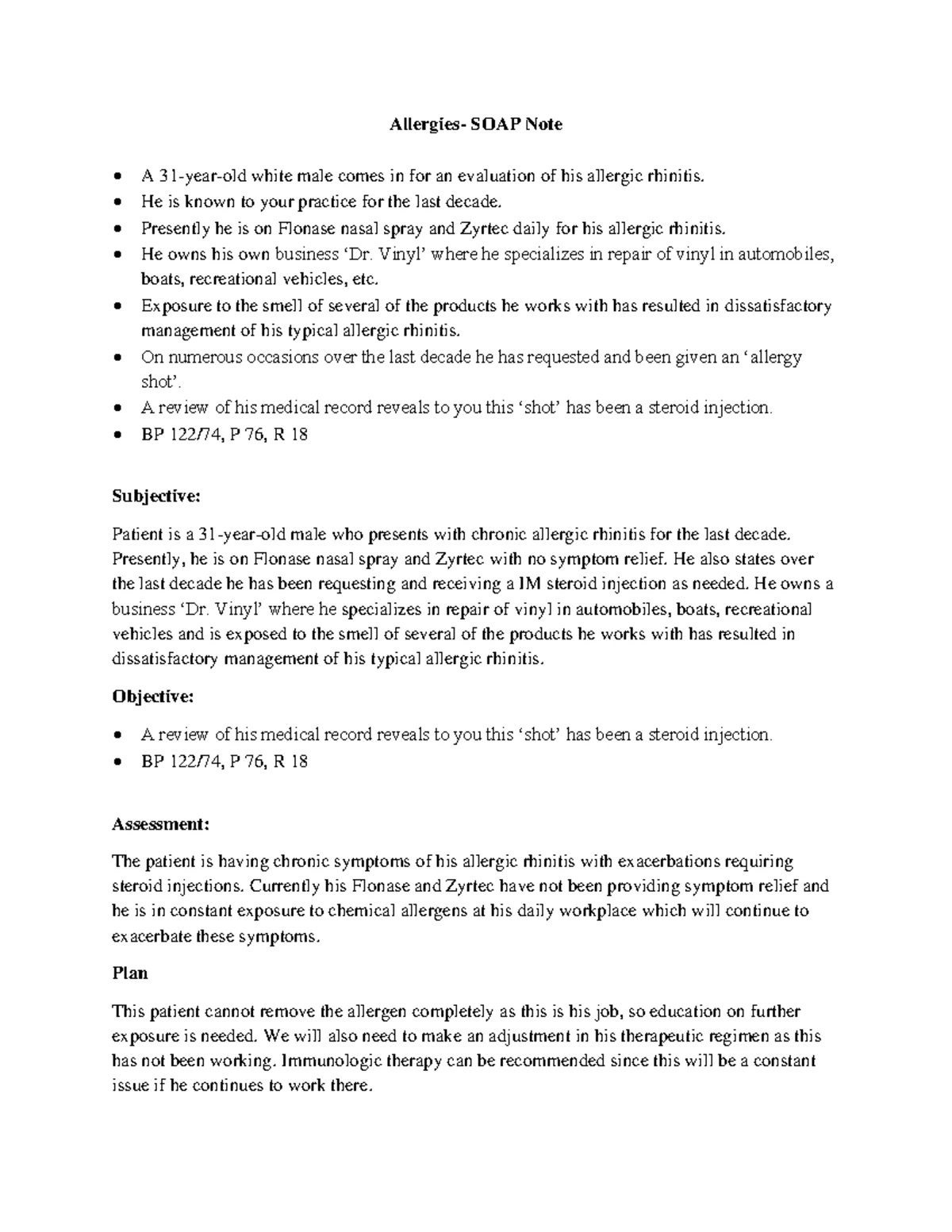 NU 641 Week 6 SOAP Note: Comprehensive Assessment and Plan - Studocu