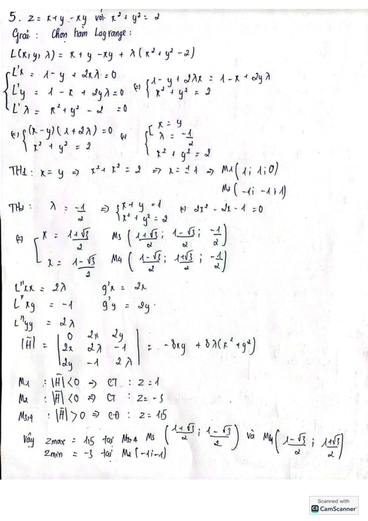 Lagrange Multipliers: Advanced Calculations and Theorems - Studocu