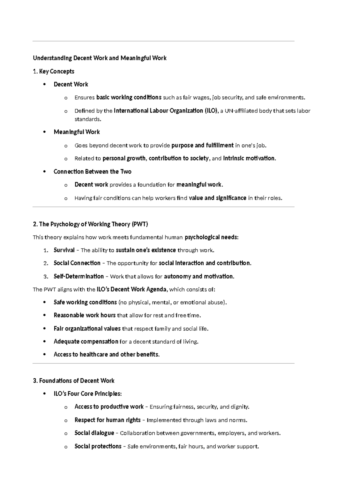 Decent Work and Meaningful Work: Key Concepts and Insights (Summary 2 ...