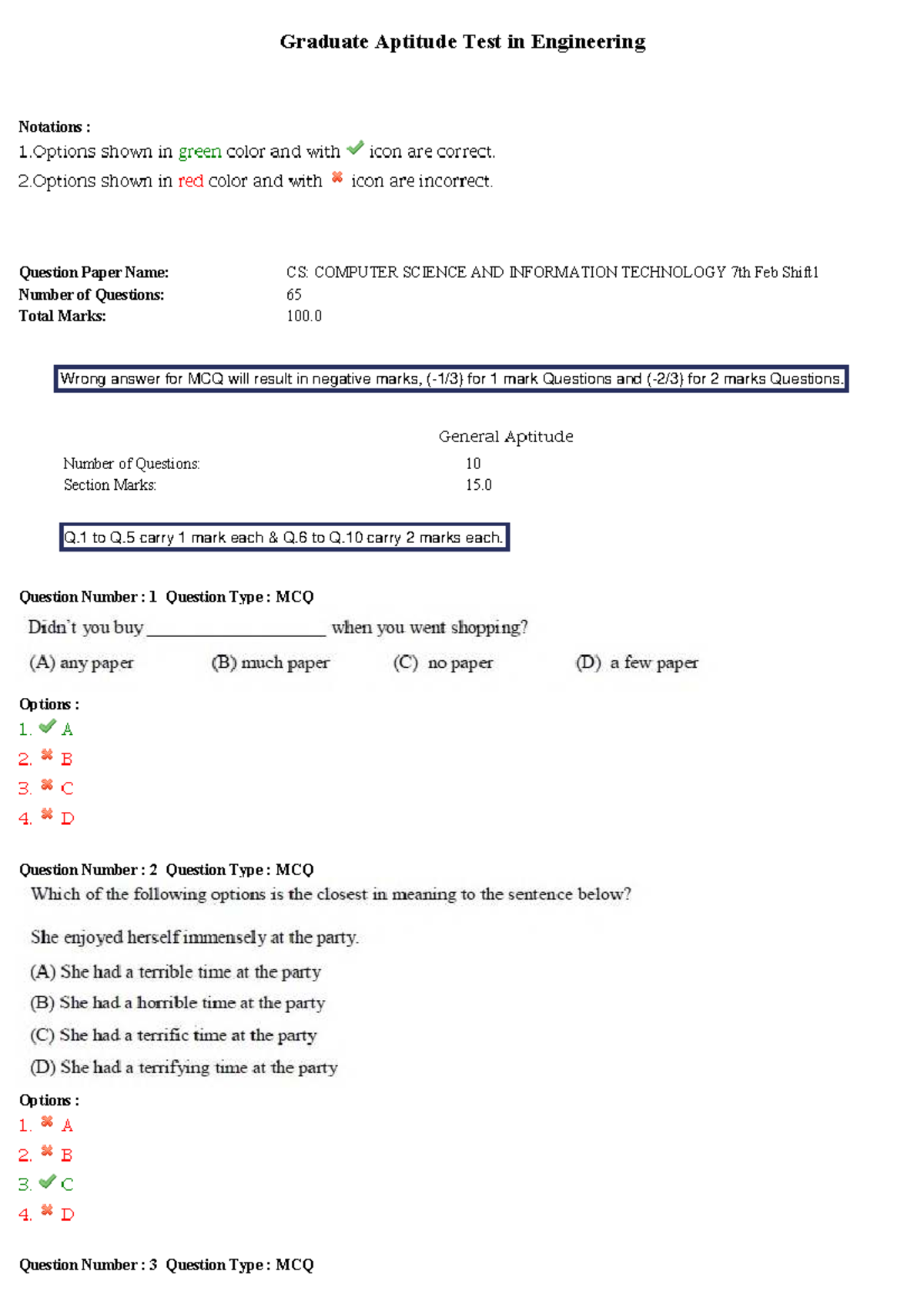 GATE 2015 CS: Question Paper with MCQs and NATs Analysis - Studocu