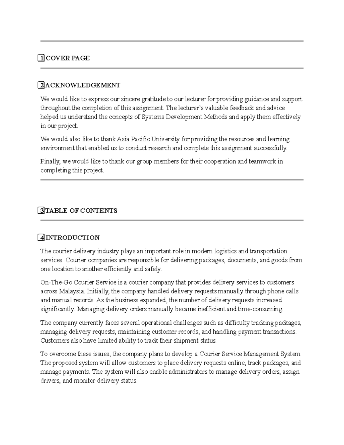 SDM Sample: Courier Service Management System Project Report - Studocu