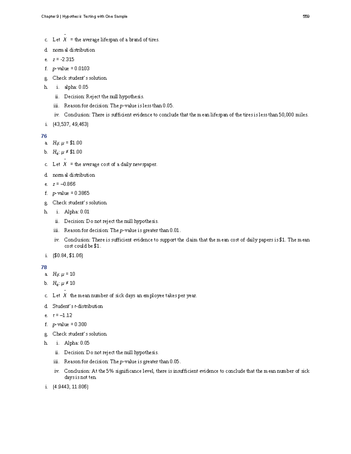 Chapter 9: Hypothesis Testing with One Sample - Introductory Stats 284 ...