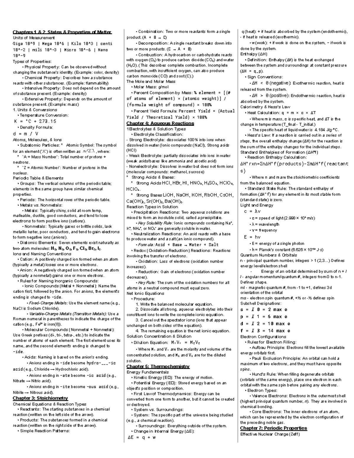 Final Exam Study Guide: Concepts in Chemistry (Chapters 1-13) - Studocu