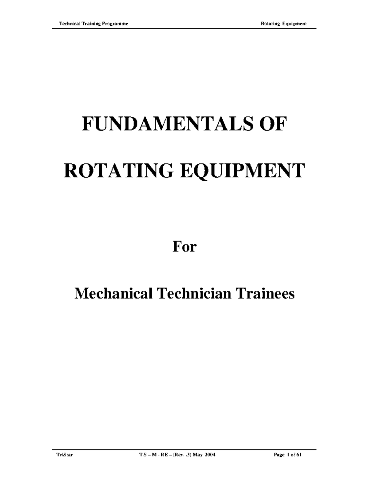 Technical Training Programme: Fundamentals of Rotating Equipment ...
