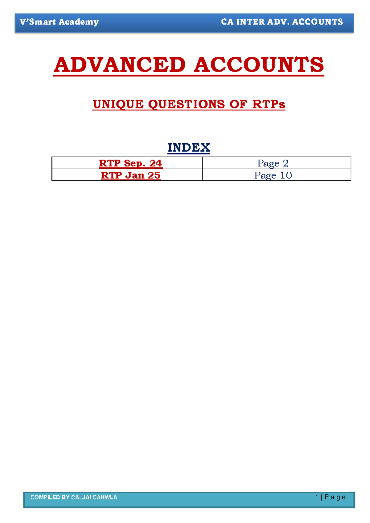 Unique Questions of RTPs for CA INTER Advanced Accounts - Jan 25 - Studocu