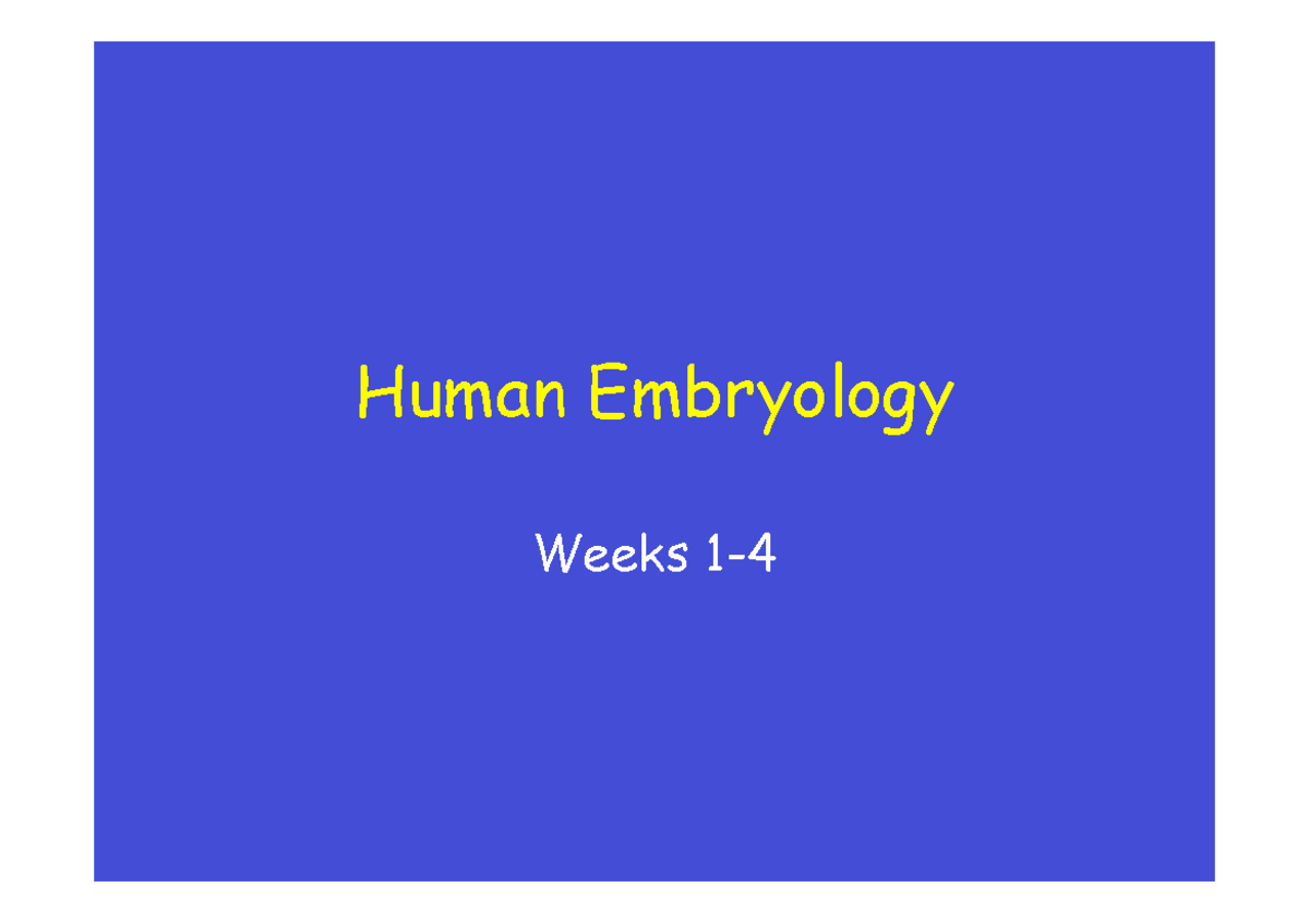 Human Embryology - Revision Notes for Exam Preparation - Studocu