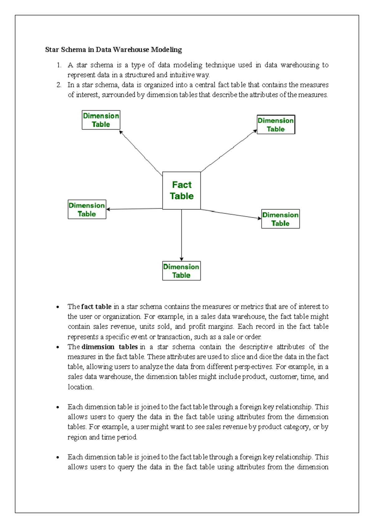 Star Schema in Data Warehouse modeling - A star schema is a type of ...
