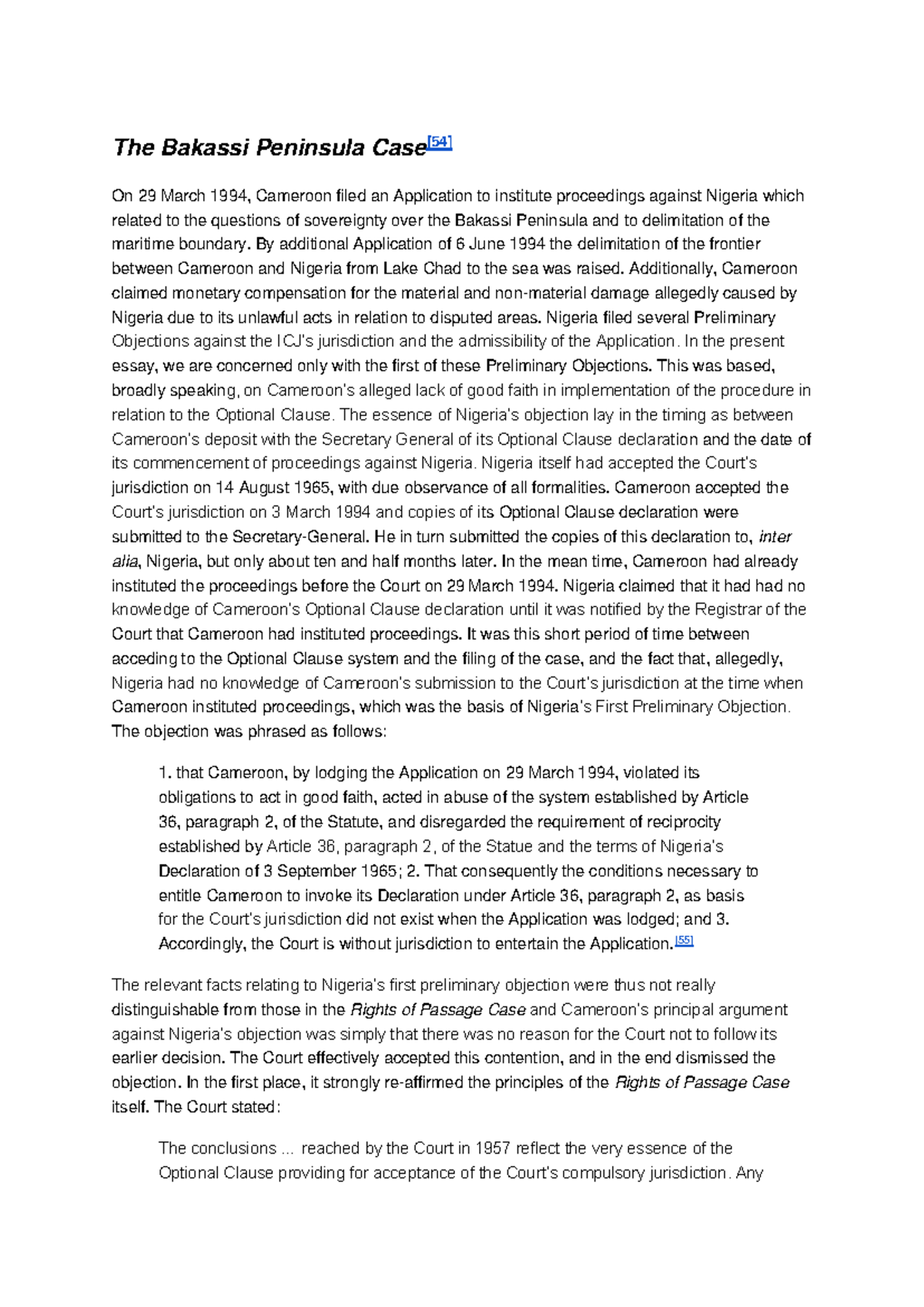 PIL 2023: Analysis of the Bakassi Peninsula Case and Jurisdiction ...