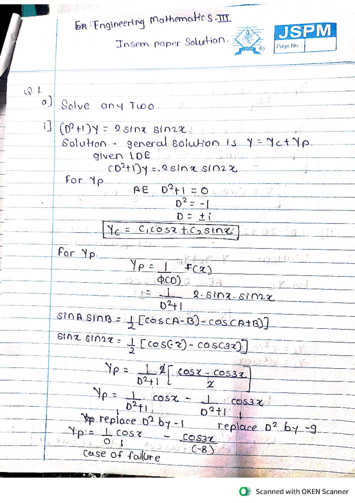 M3 solved apper - Form Engineering JSPM Insem paper Solution. Page No ...