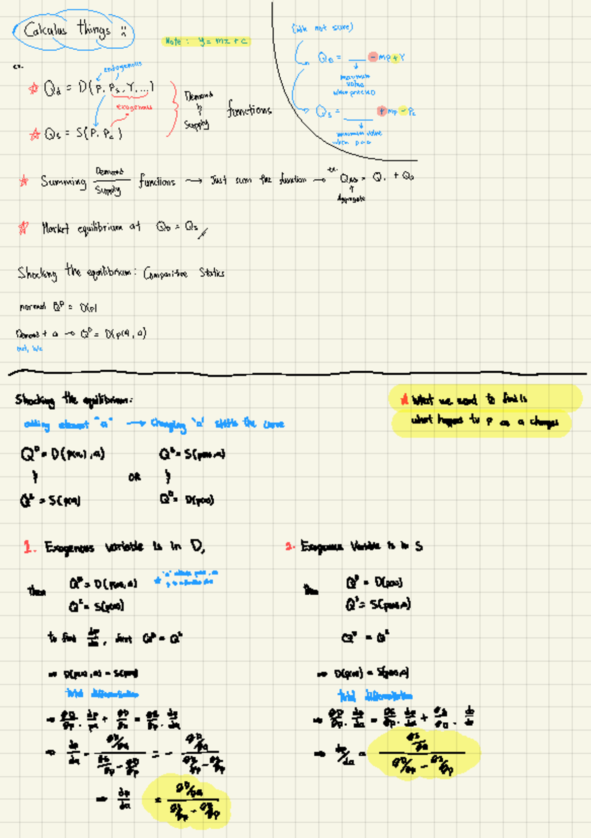 Microeconomics (ECON 101): Calculus & Market Equilibrium Notes - Studocu