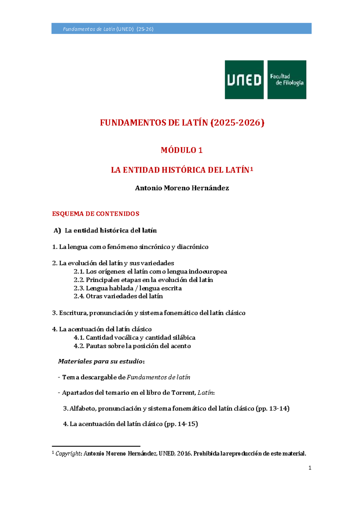 Fundamentos de Latín (UNED) - Módulo 1: Evolución y Variedades del ...