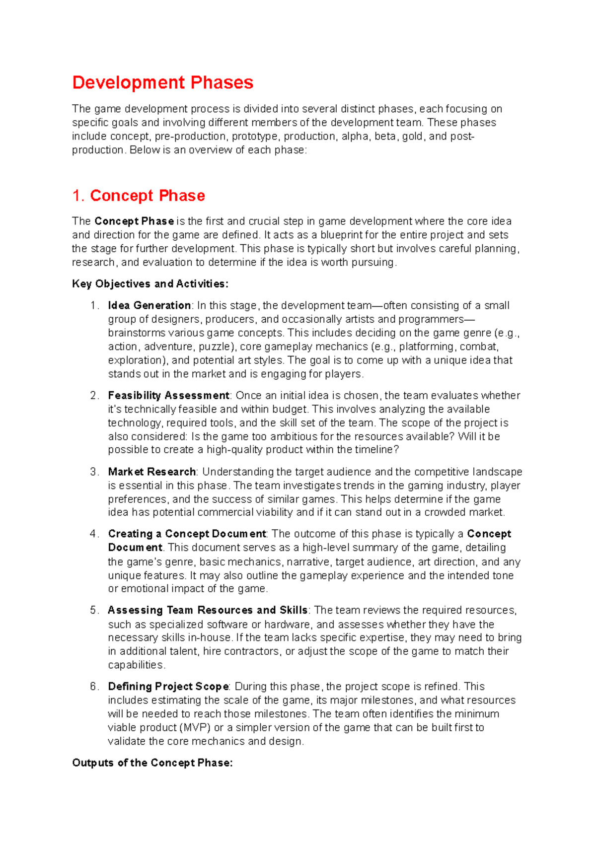 Game Development Phases: A Comprehensive Overview (Unit 6 Notes) - Studocu