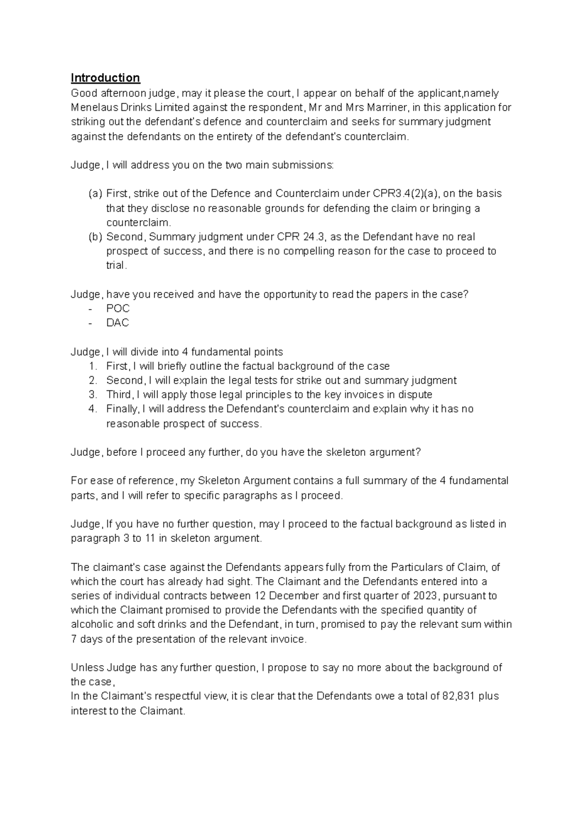 WS4 Advocacy: Summary Judgment and Strike Out Application Analysis ...