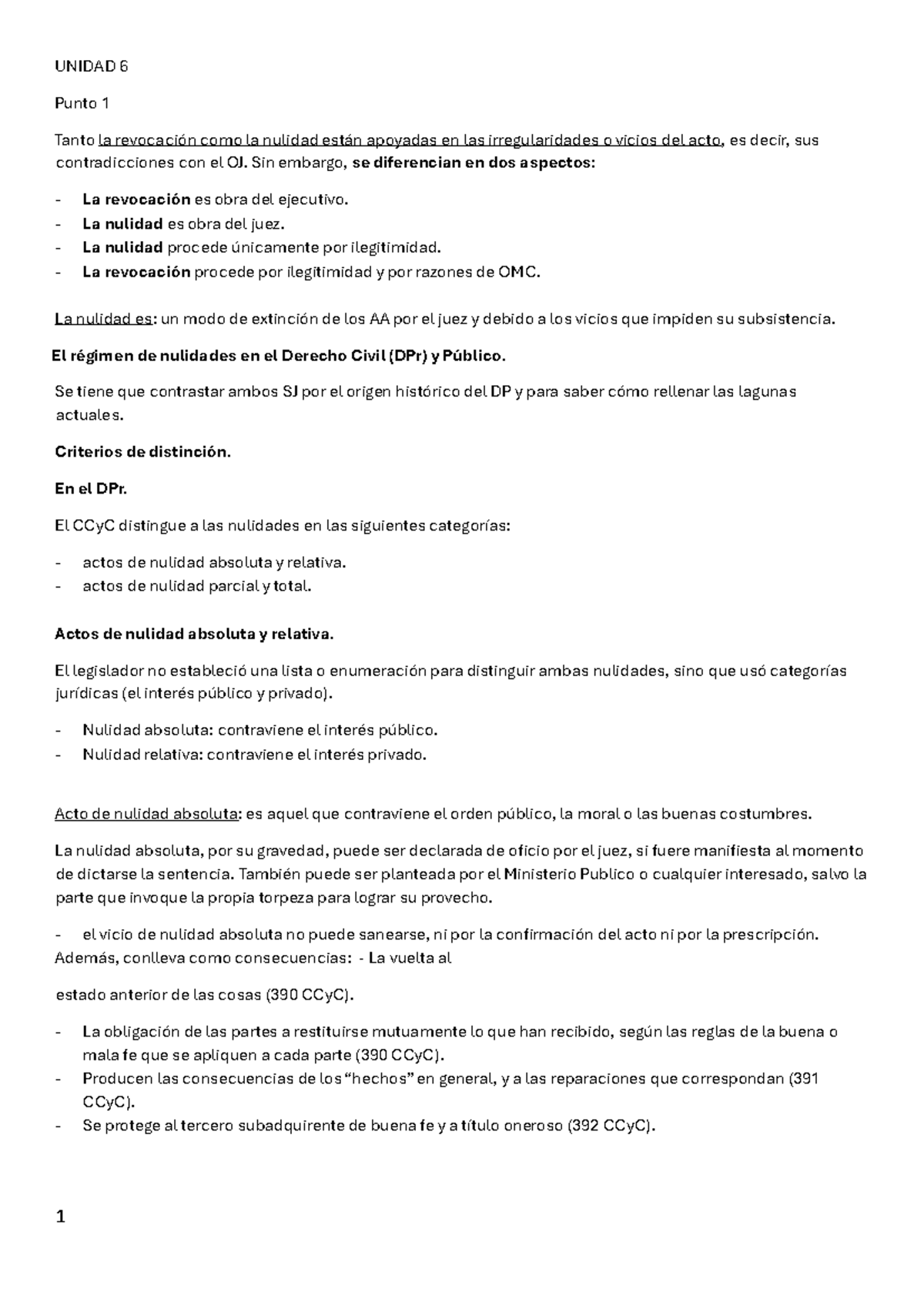 UNIDAD 6: Nulidades y Revocaciones en el Derecho Administrativo (DPr ...