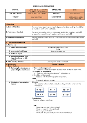 Multi 5 & 6 - lesson plan - Lesson Plan for Multigrade Classes ESP 5 ...