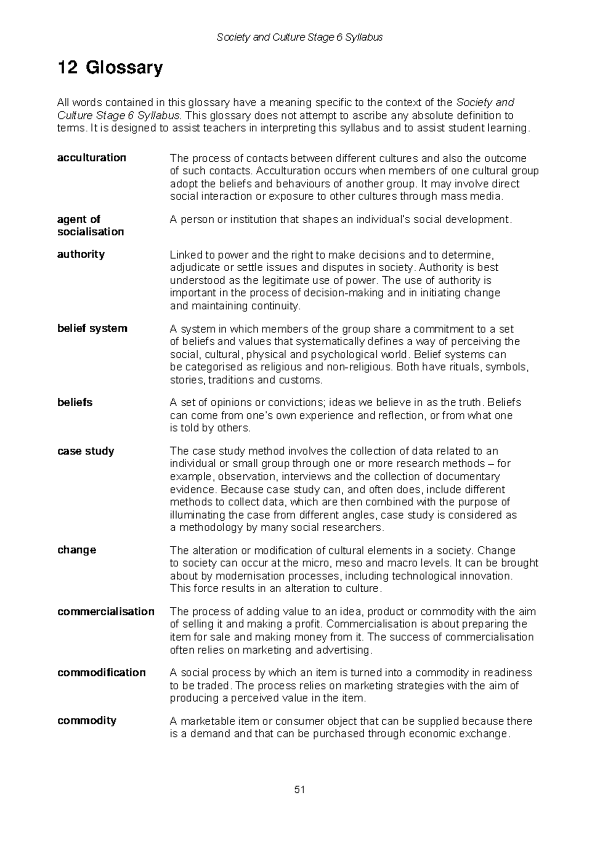 SOC Glossary - Key Terms for Society and Culture Study - Studocu