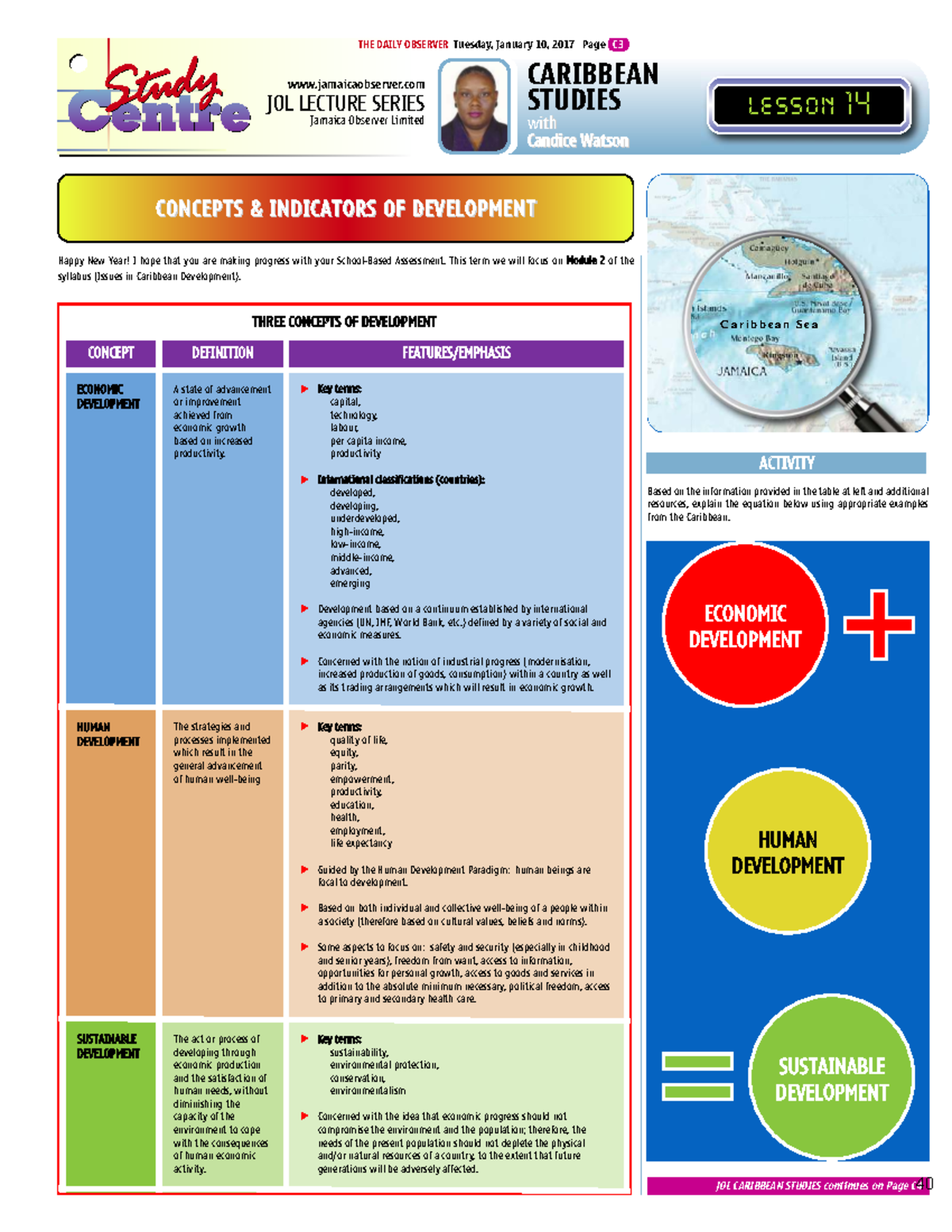 JOL CARIBBEAN STUDIES LECTURE 14: Concepts & Indicators of Development ...