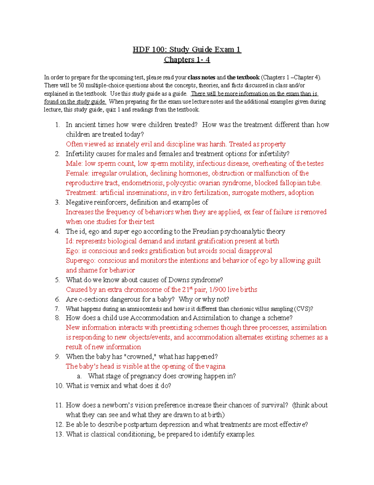 HDF 100 Exam 1 Study Guide: Essential Concepts & Key Topics - Studocu