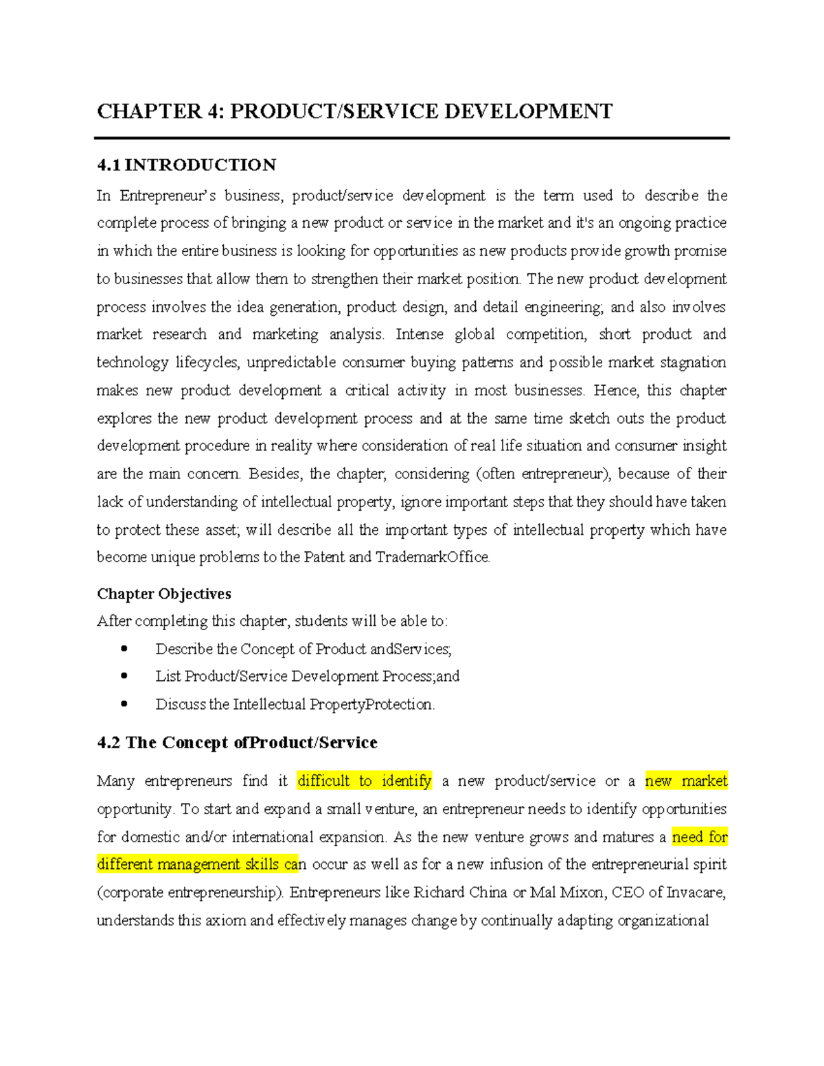 Chapter 4 Mo SHE - Entrepreneurship: Product & Service Development ...