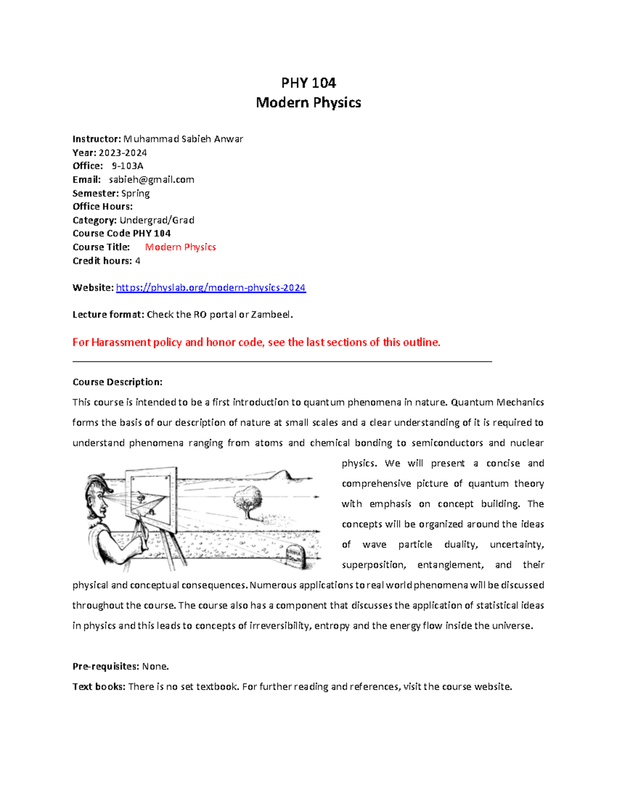 PHY 104 Modern Physics Course Overview And Schedule 2023 2024 Studocu