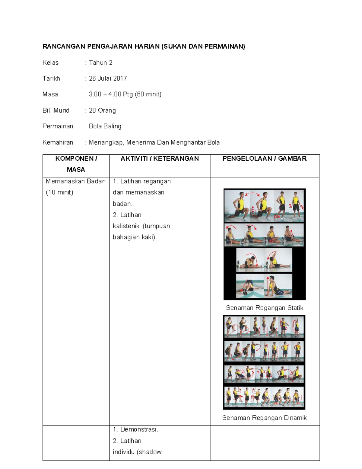 Rph-bola-baling - HANDBALL LESSON PLAN - RANCANGAN PENGAJARAN HARIAN ...