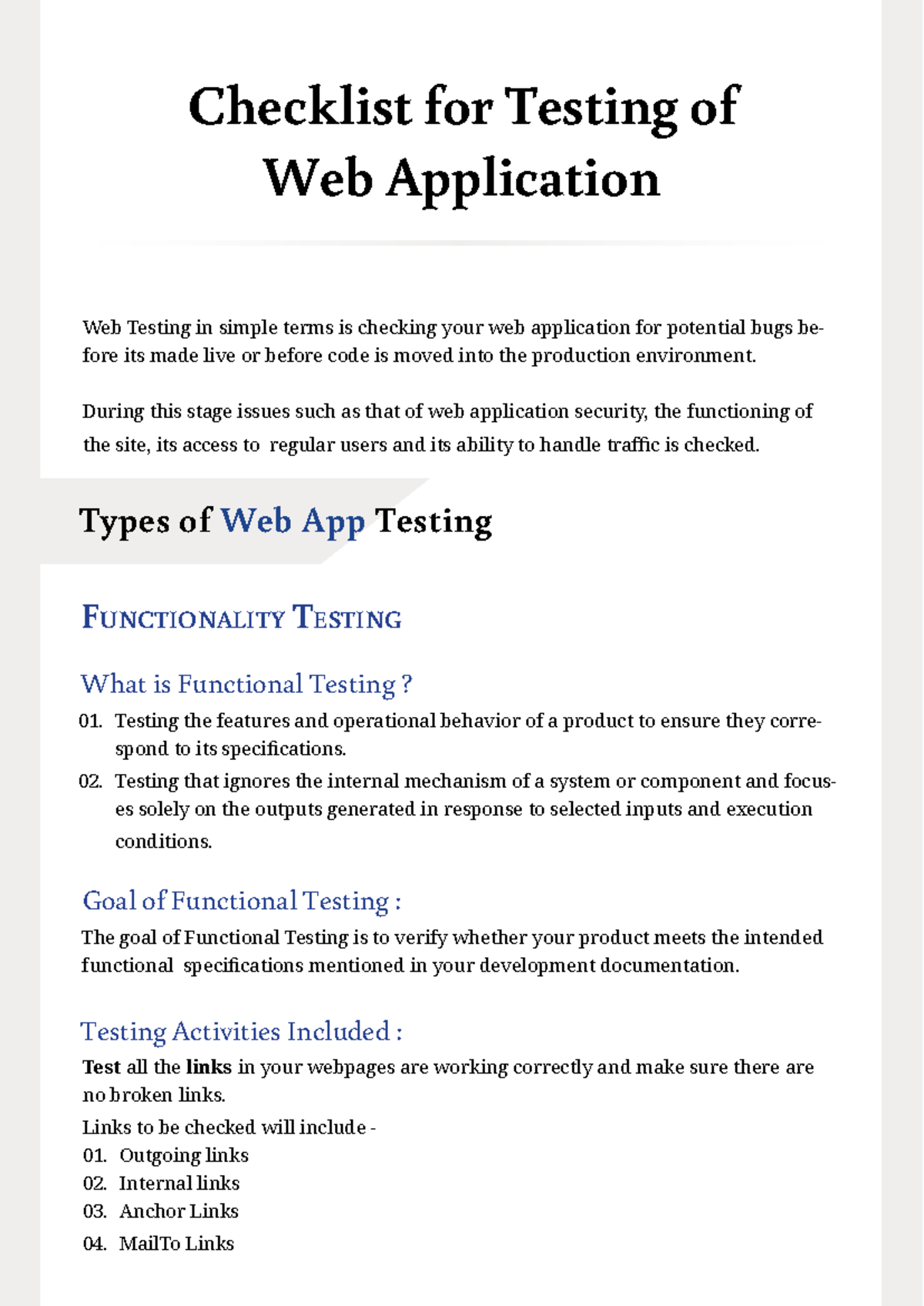 Web Application Testing Checklist for Effective Bug Detection - Studocu