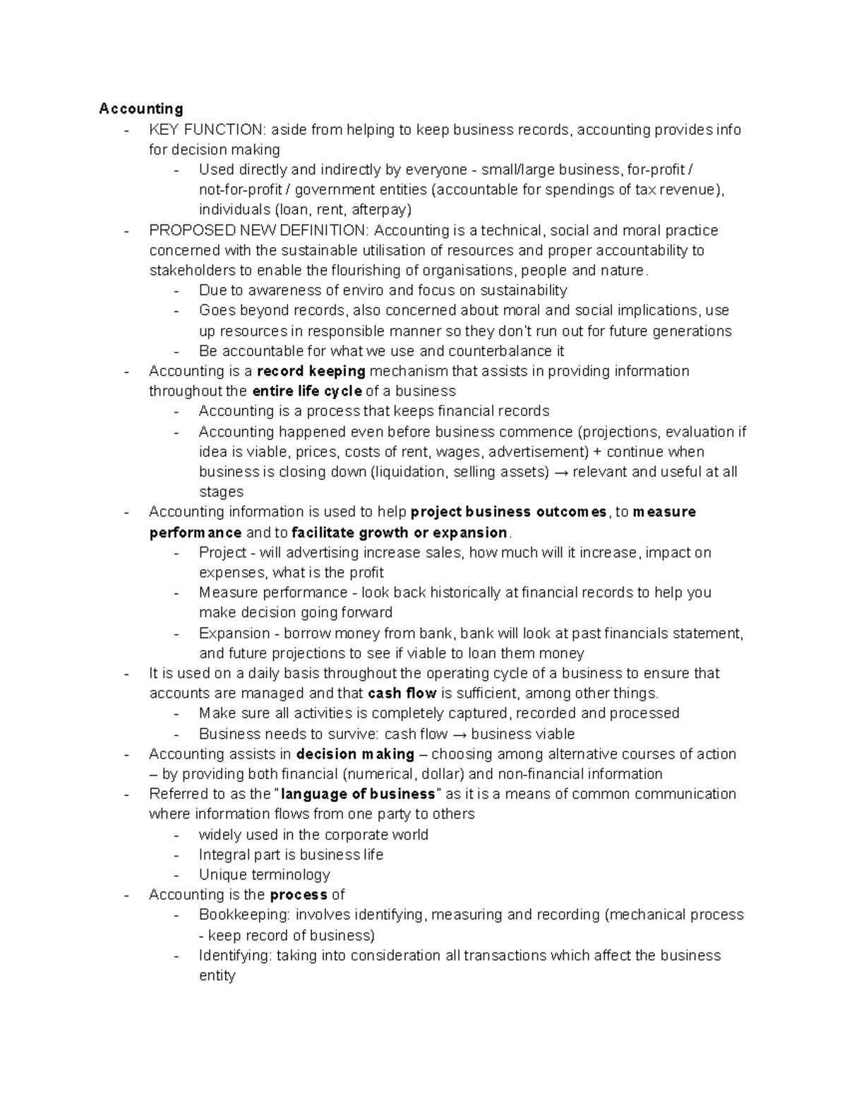 ACC1100 Week 1 - Introductory Notes on Accounting Principles and ...
