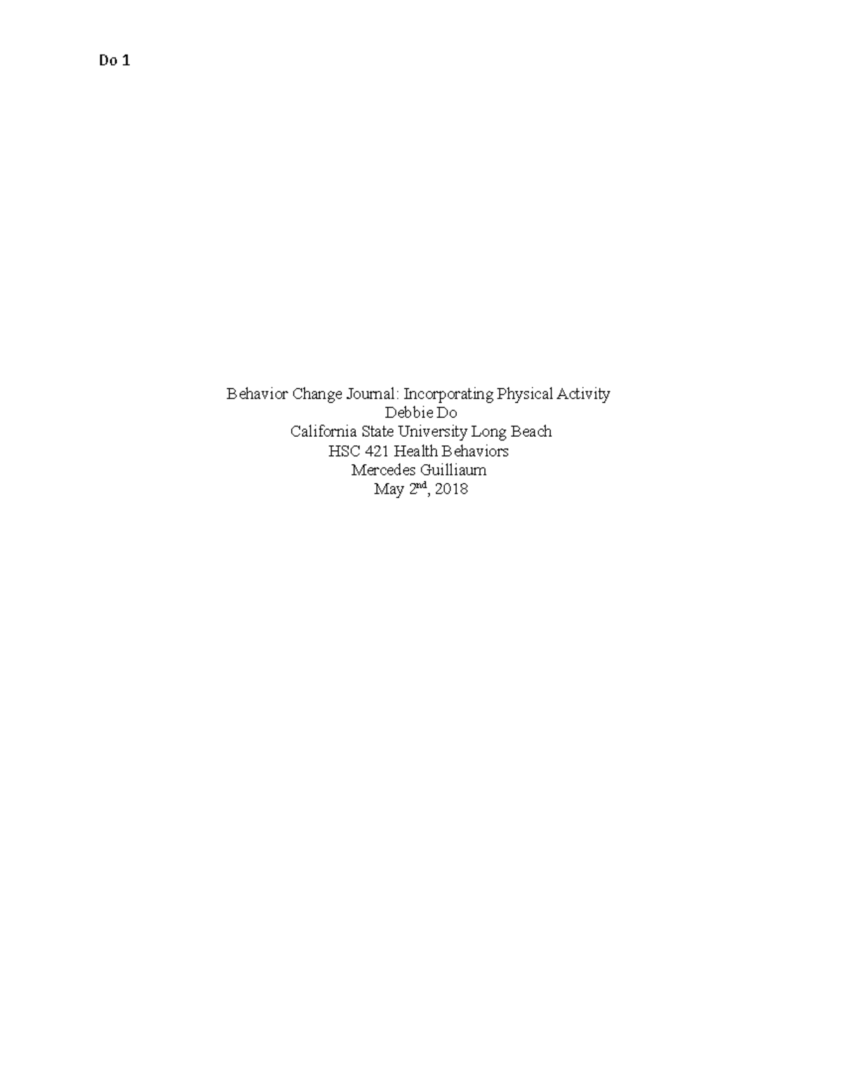 Behavior+Change+Journal - Do 1 Behavior Change Journal: Incorporating ...