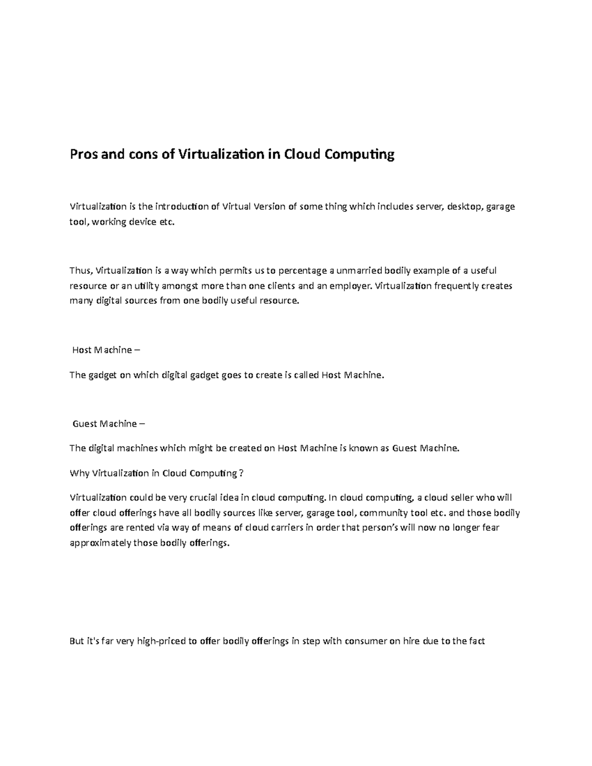 Pros and Cons of Virtualization in Cloud Computing: An Overview - Studocu