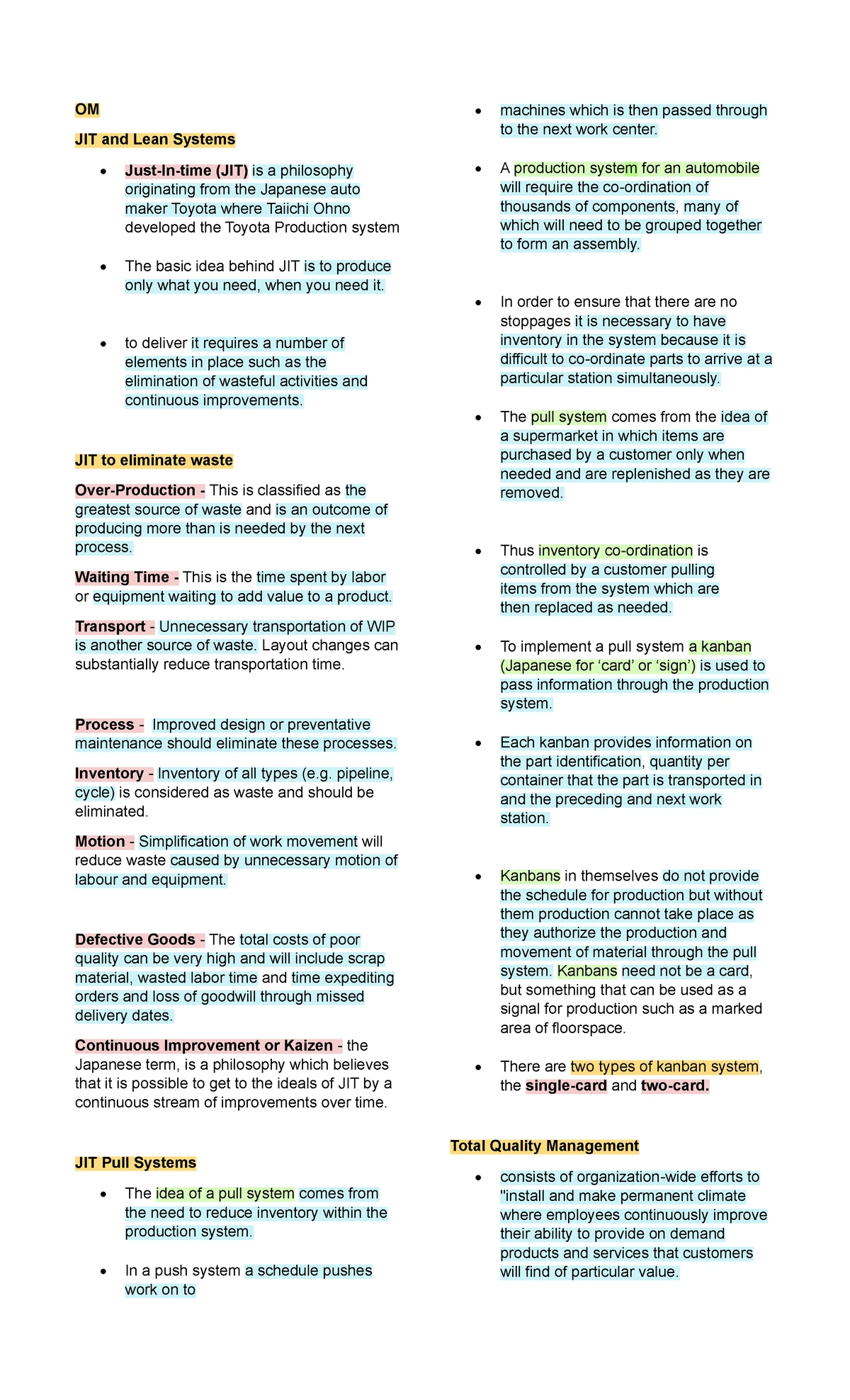 Operations Management M4 Study Guide - Studocu