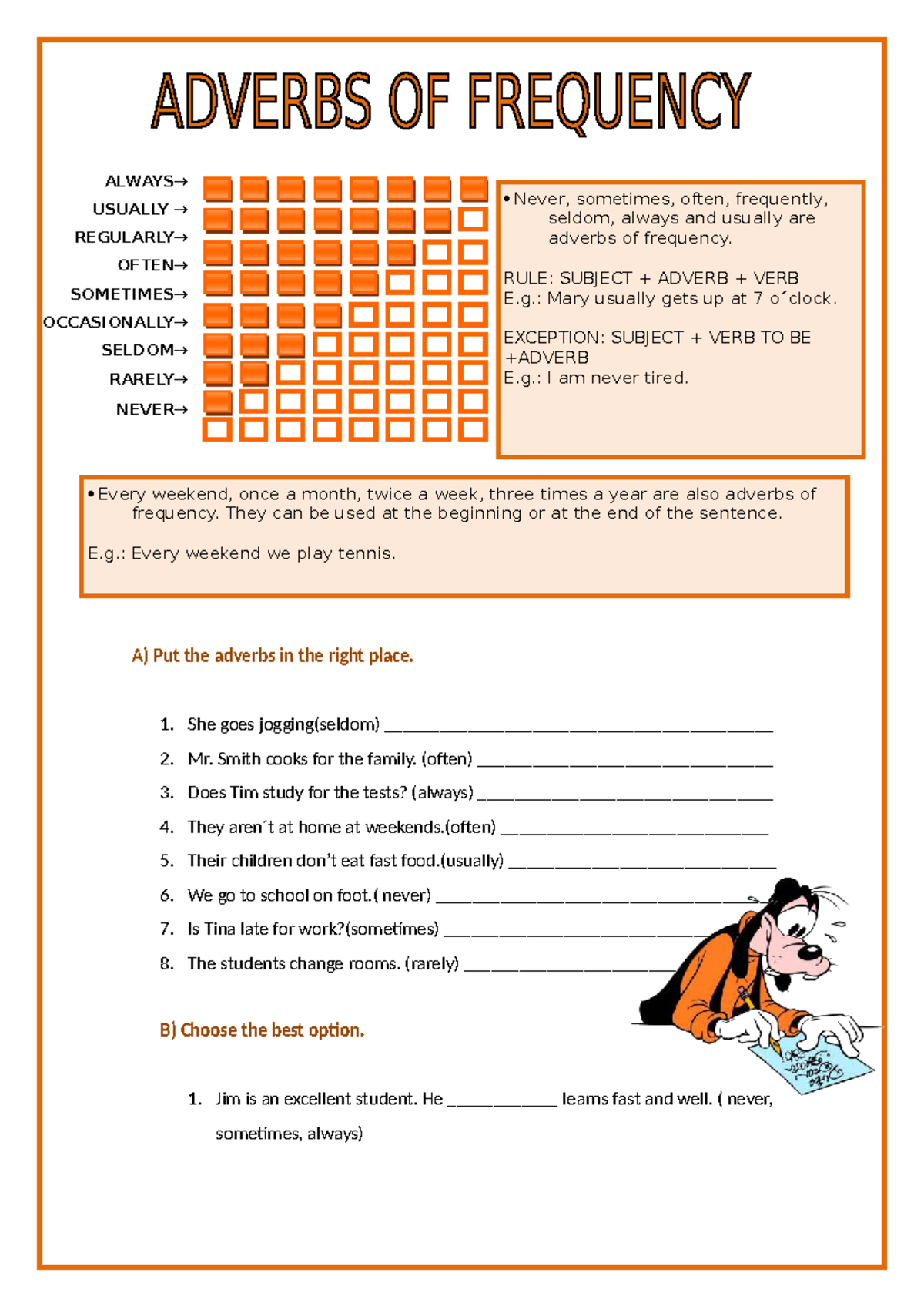 Adverbs of Frequency Activity 2012: Exercises and Examples - Studocu