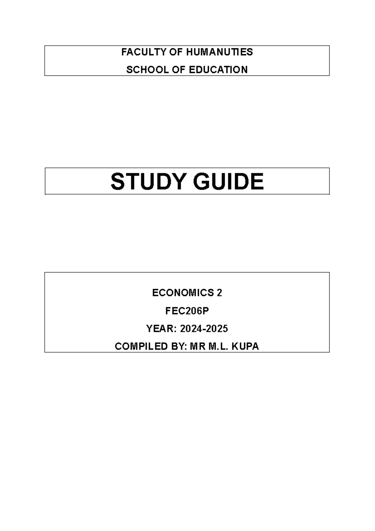 FEC206P Final Exam Study Guide: Economics 2 Insights for 2024 - Studocu