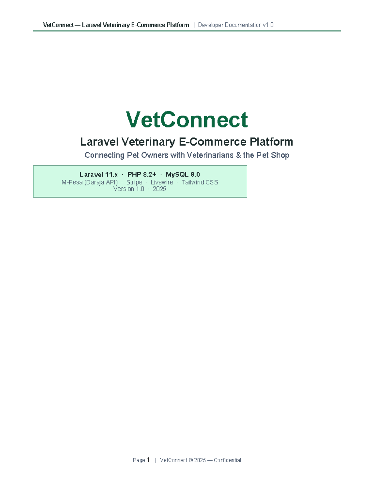 VetConnect Laravel Veterinary Platform Developer Documentation v1.0 ...