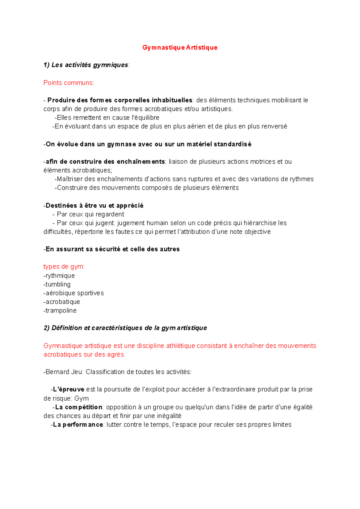 Théorie de la Gymnastique Artistique (GAF) : Concepts et Techniques