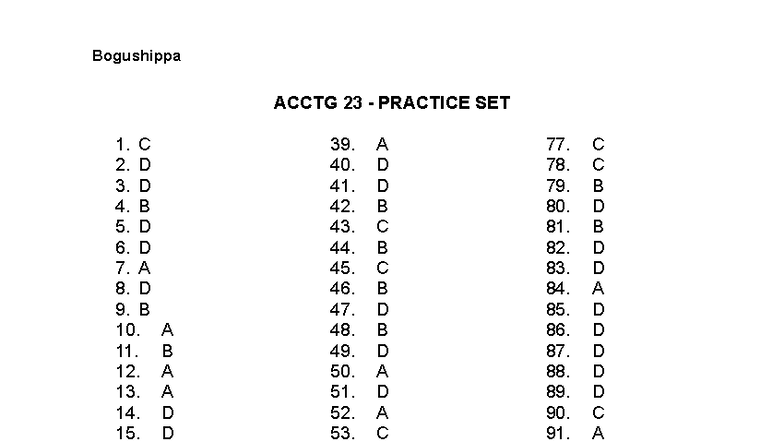 ACCTG 23 - Practice Set Answers and Solutions - Studocu